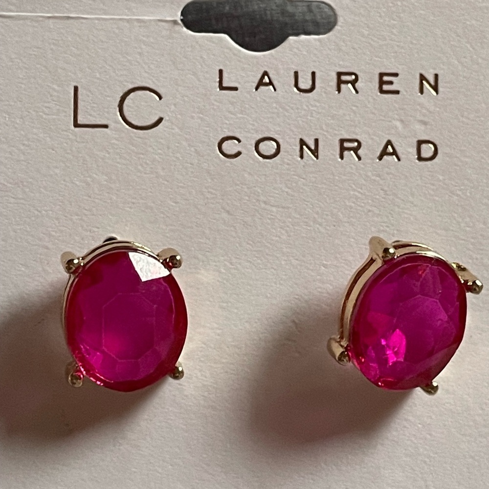 Authentic LC Lauren Conrad Hot Pink Faceted Stud Earrings